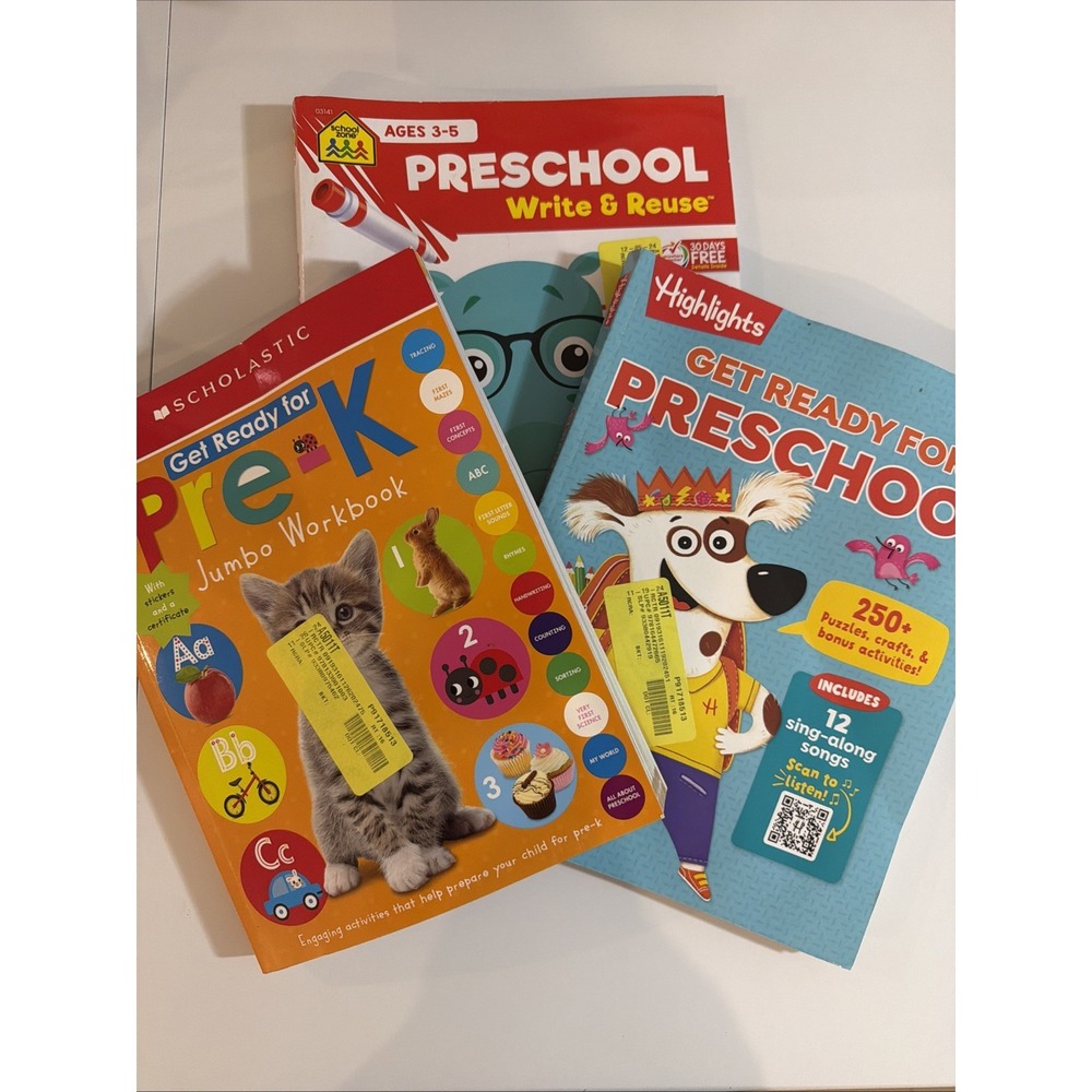 3 PACK School Zone Preschool Fun! Write & Reuse Workbook by School Zone